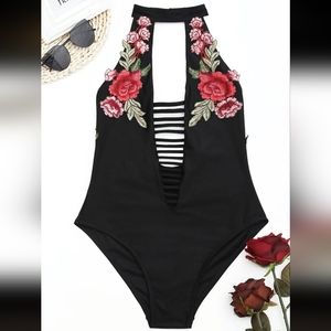🔥3/$15🔥 Rose High Neck Lingerie Onesie Sexy Swimsuit Costume Festival Play